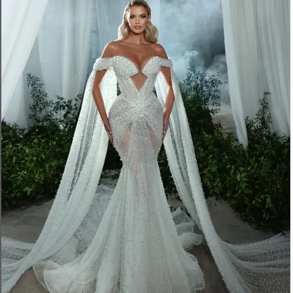 chinese dress ladies Zapaka Women Sparkly Ivory Rehearsal Dinner Dress A Line Sequin Spaghetti Straps Maxi Wedding Reception Dress, Ivory / US12 main image 1